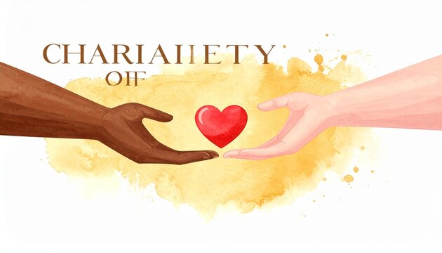 International Day of Charity Watercolor Illustration with Heart of Compassion