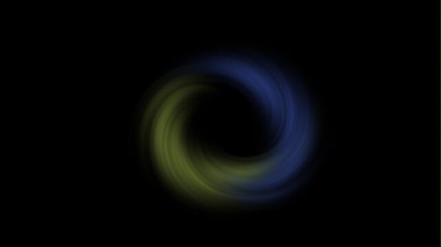 Swirling vortex of bright light trails of two colors on a dark background. Big data, block chain and digital technology concept. Template with free copy space for text. Conte intro.