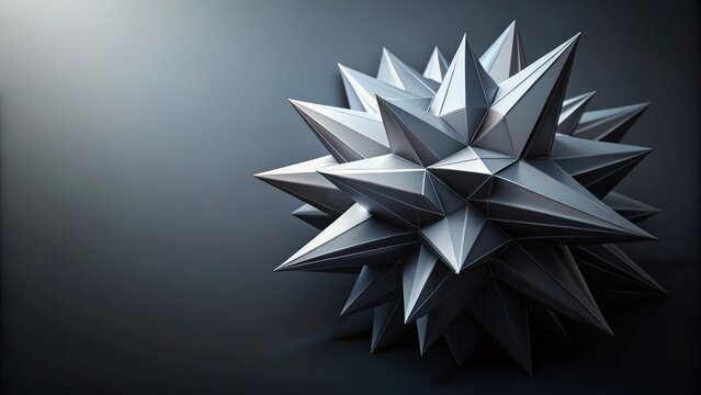 Abstract Metallic Spiked Sphere A Dark Grey Geometric Design Element for Modern Backgrounds and Textures