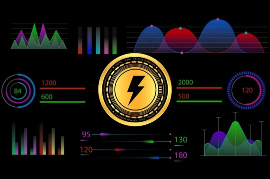 vethor token-vtho cryptocurrency logos on digital background. 3d illustrations.