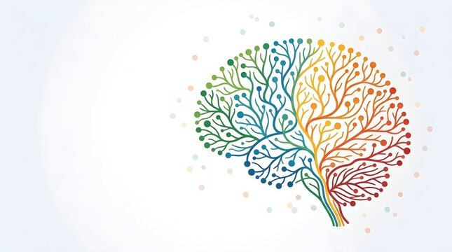 Abstract human brain network tree concept for cognitive science with intelligence, cognition
