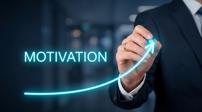 Motivation and business growth concept, businessman drawing rising arrow on virtual screen, corporate success and personal development strategy