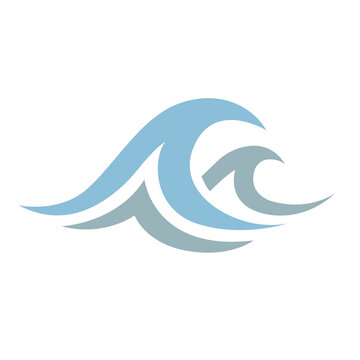 Ocean wave vector abstract logo design. Minimalist sea water flowing curls illustration. Marine or surf sports creative emblem.