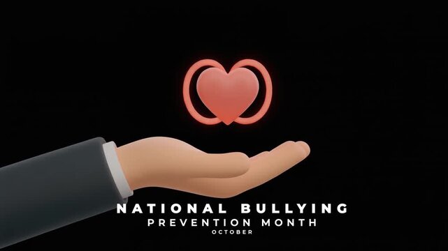 National Bullying Prevention Month Standing Together Against Bullying and Supporting Every Child. Animation Video.