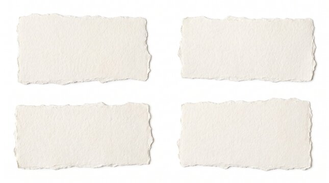 Hand torn paper elements for scrapbooking, editorial layouts, branding and creative design. Isolated on White background.