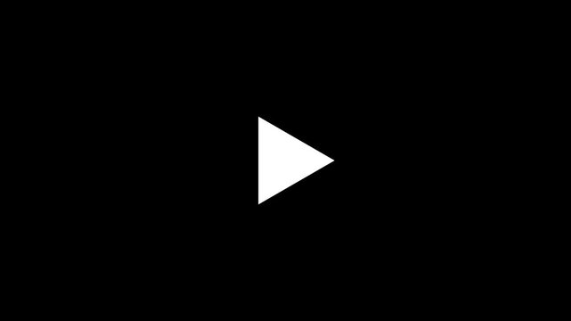 Clicking play and stop button with alpha channel.When you press the button, play music glowing play button on black background.