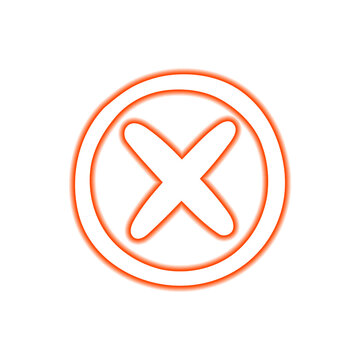 Modern Minimal Orange Cross Cancel Icon Vector with Circular Outline Isolated on Black Background for UI, App, Web, Interface, Branding, and Graphic Design