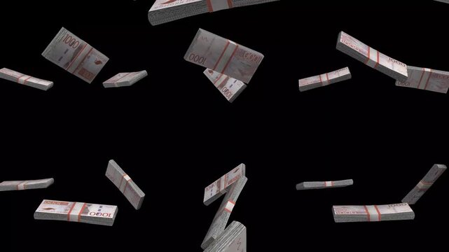 Sweden Money, Swedish Krona Banknotes Falling On Black Background, SEK Currency Stacks Dark Cinematic, 4K