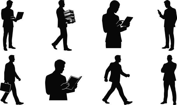 Business Professional Silhouette Vector Set with Office Activities