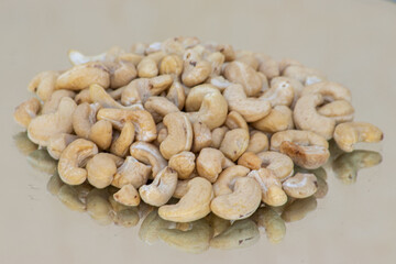 Fototapeta premium Group of cashews on neutral background