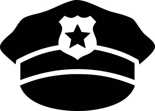 Police cap icon for security, law enforcement and authority symbol