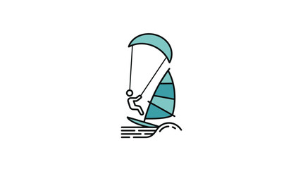 Obraz premium Person Windsurfing and Kitesurfing with Sail and Kite