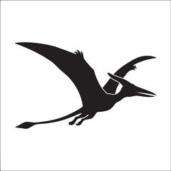 Pterodactyl flying silhouette prehistoric reptile graphic for dinosaur museum and educational material. © Sheplob