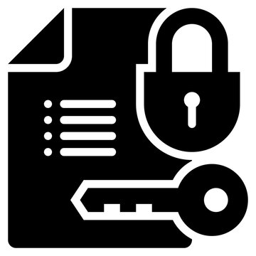 paper document report file key lock protection solid glyph icon