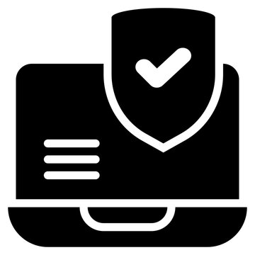 personal laptop information protection security solid glyph icon