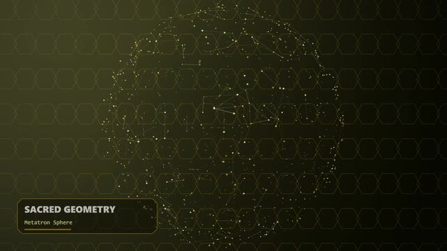 Golden Metatron Sphere showing interconnected nodes and star points forming a complex sacred geometry wireframe structure