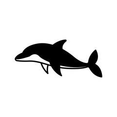 Obraz premium Dolphin Silhouette style, playful marine mammal representing intelligence friendship and sea life perfect for aquatic and wildlife illustrations. 
