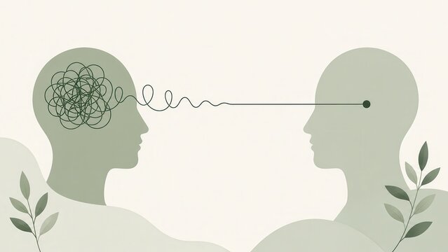Mental clarity concept tangled line becoming straight flat vector