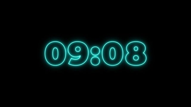 Minute countdown.10 minute to 0 second countdown digital set icon.Abstract clock,minute,second,time concept icon animation.