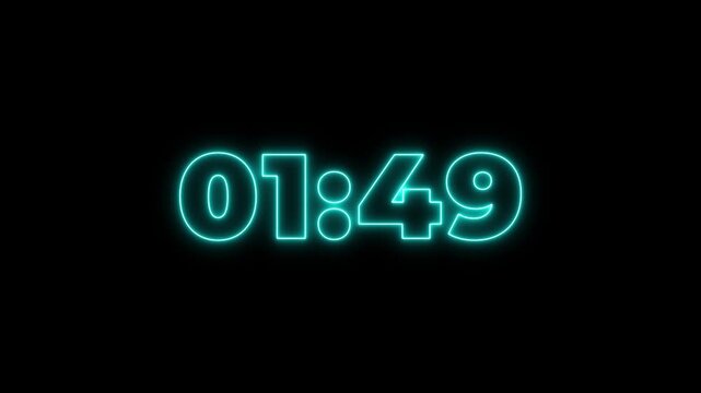 Two minute countdown.2 minute to 0 second countdown digital set icon.Abstract clock,minute,second,time concept icon animation.