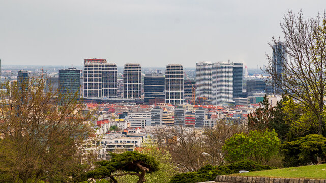 Panoramic View of Bratislava City Skyline and Modern Skyscrapers