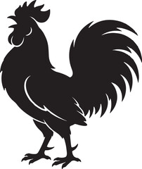 Rooster silhouette illustration farm animal bird crowing at dawn poultry livestock agriculture design art. © Sheplob