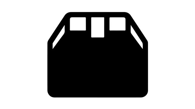 Classic black and white floppy disk icon, a vintage symbol of data storage and early computer technology, retro design element