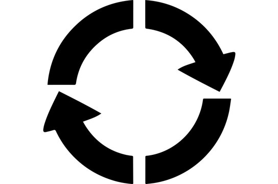 Circular arrow icon representing recycling, renewal, process, and continuous movement, a symbol of sustainability and circular economy