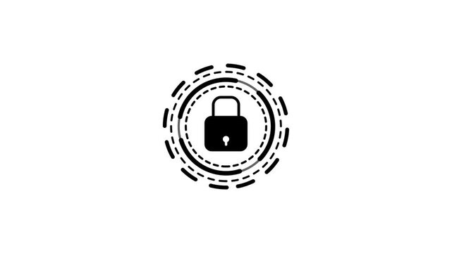 Minimalist futuristic security lock icon.Security icon, privacy icon, animation on white background password icon.