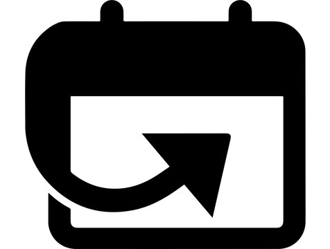 Modern calendar icon with a curved arrow indicating forward movement, representing scheduling, planning, and time management effectively.