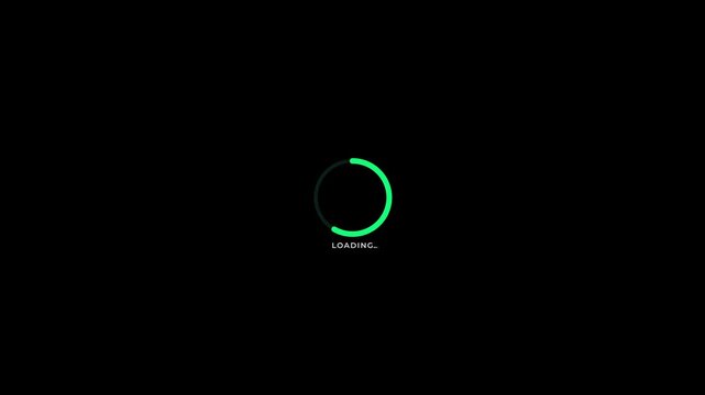 Modern Loading Circular Spinner With Green Progress On Black Background Minimal Software Processing Interface Technology User Experience Animation 4K Motion Graphics