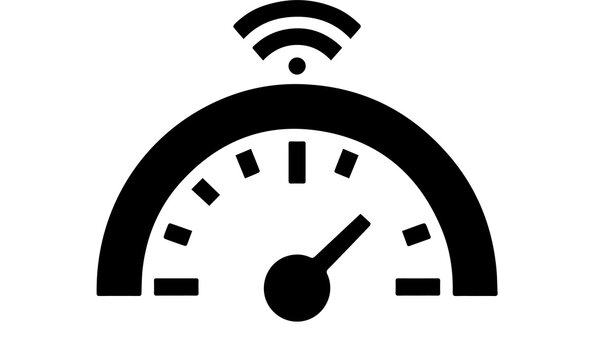 Modern speedometer icon with wifi symbol, representing fast internet speed and connectivity for digital technology and online services