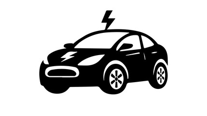 Naklejka premium Electric car icon illustration, modern vehicle design, sustainable transportation, eco-friendly automotive, clean energy concept