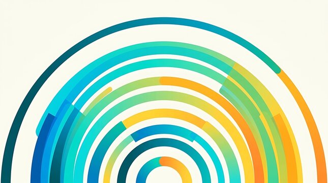 Abstract colorful concentric arcs forming a semicircular pattern