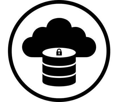 Secure cloud storage icon representing data protection, cybersecurity, and safe online data backup solutions for businesses