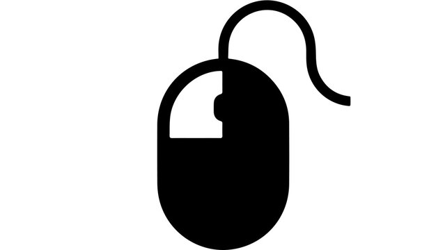 Simple black and white computer mouse icon, a minimalist design representing technology, navigation, and digital interaction for modern use.