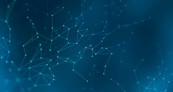 Abstract Digital Connection Network Background with Glowing Data Nodes and Futuristic Technology Lines