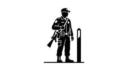 Fototapeta premium Soldier standing with rifle guard.