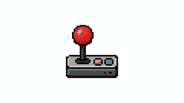 Retro Pixel Art Arcade Joystick Controller with Red Ball Top