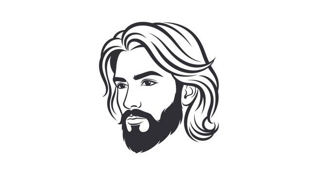 Stylish man with long hair and beard vector illustration