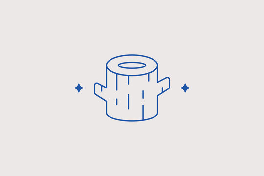 Tree stump line icon for park. Vector illustration for forestry services, landscaping company, botanical garden, environmental school.