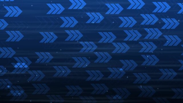 Abstract background with repeated chevron arrows and small sparkles, modern motion pattern with dark gradient and layered animation