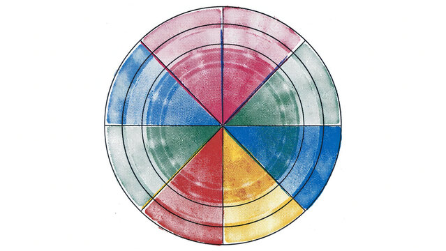 Color Wheel Diagram, Circular Spectrum Chart, Rainbow Palette Guide, Visual Art Tool, Design Education Resource