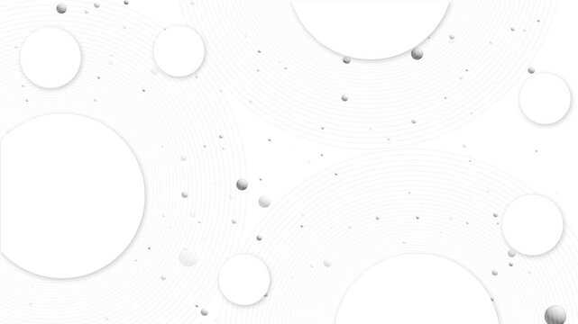 Clean white circle background soft grey spheres, curved line patterns, minimal modern depth. corporate videos, medical slides, technology promos, clean presentations, titles, motion overlay designs.