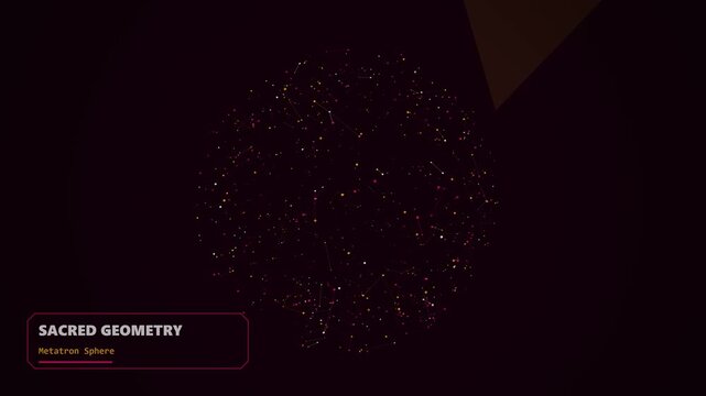 Sacred Geometry Metatron Sphere featuring glowing data points and interconnected lines in a dark space