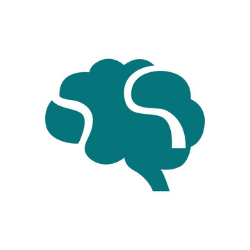 Modern Abstract Brain Solid Icon Vector Illustration. Simple Minimalist Creative Silhouette Concept for Neurological Structure, Thinking Process, and Mental Health.