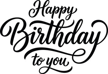 Elegant hand lettered 'happy birthday' calligraphy design for celebrations and greetings © MSTANWARA