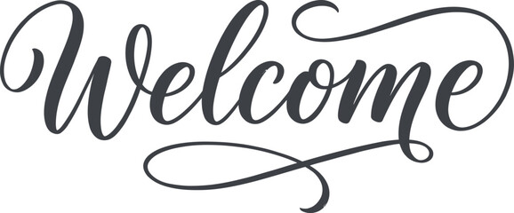 Elegant calligraphy welcome sign modern script typography for home or event decor © MSTANWARA