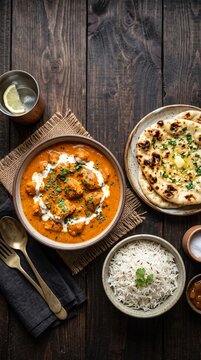 Gastronom&iacute;a india aut&eacute;ntica, ingredientes vibrantes y platos tradicionales con espacio para dise&ntilde;o