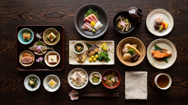 Gastronom&iacute;a japonesa aut&eacute;ntica, escenas culinarias premium con est&eacute;tica minimalista y espacio negativo
